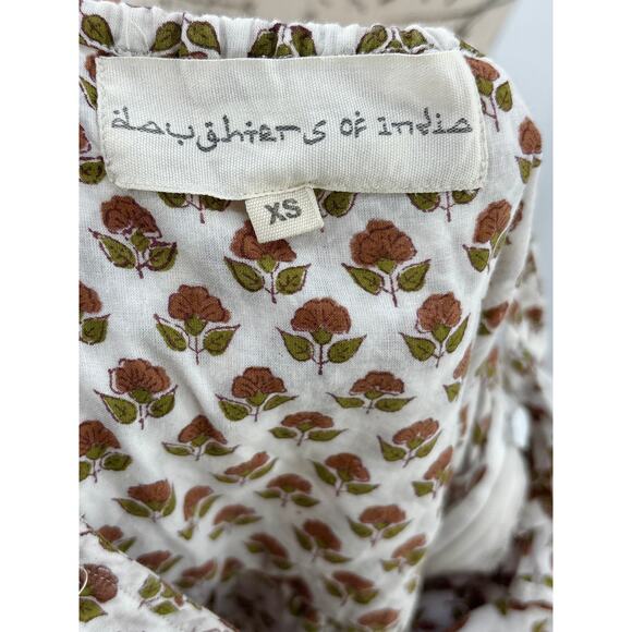 B51 Daughters of India Manjari Maxi Dress Floral XS Ruffle Boho Cottage Flowy - Picture 11 of 11